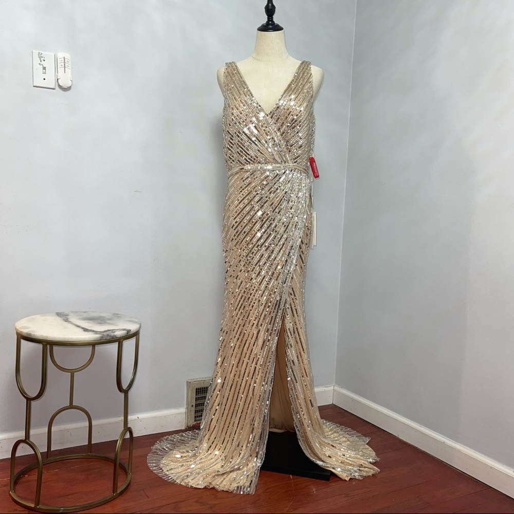 # Mac Duggal Starburst Sequin Column Gown New With Tag - Picture 4 of 17